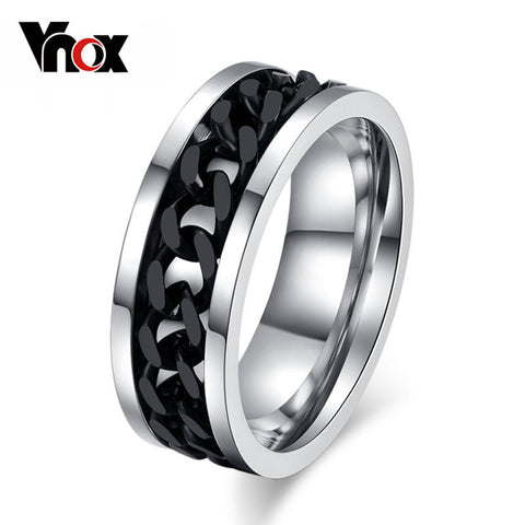 Vnox Spinner Black Chain Ring
