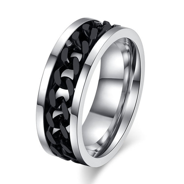 Vnox Spinner Black Chain Ring