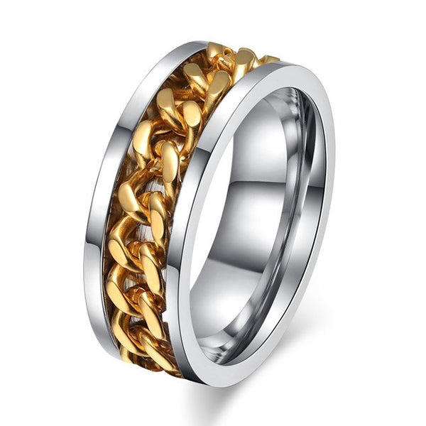 Vnox Spinner Black Chain Ring