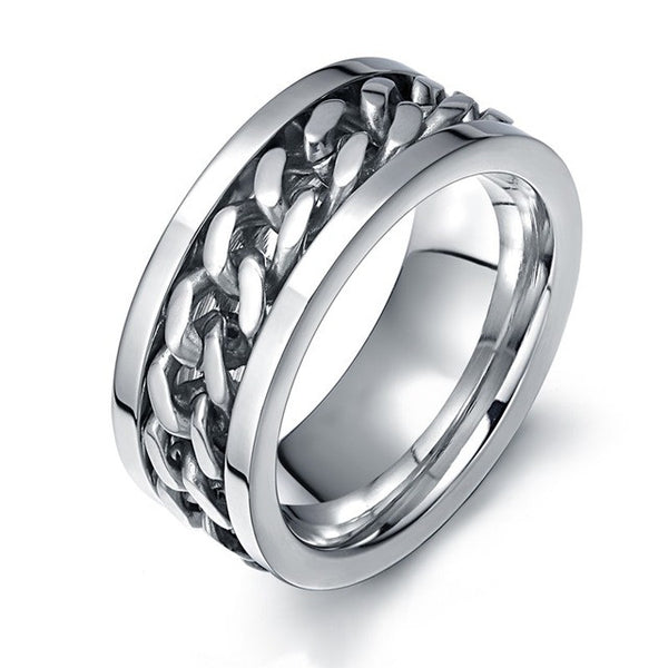 Vnox Spinner Black Chain Ring