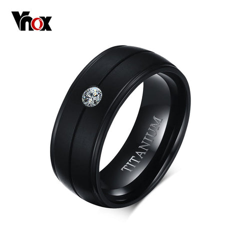 VNOX Men's Punk Pure Titanium Black Ring