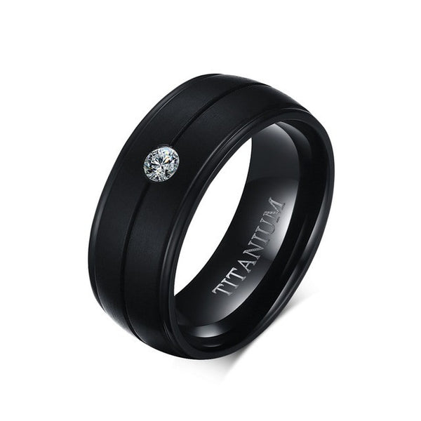 VNOX Men's Punk Pure Titanium Black Ring